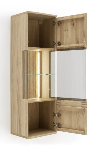 Wohnwand Anbauwand Salvador | Balkeneiche Bianco | 4-teilig | LED Beleuchtung