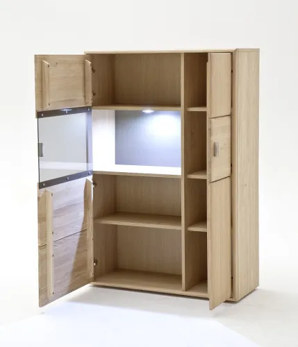 Wohnwand Anbauwand Tarragona | Eiche Bianco | 4-teilig