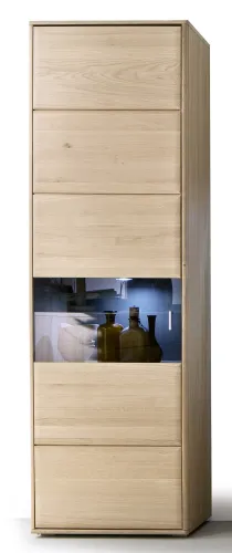 Wohnwand Anbauwand Tarragona | Eiche Bianco | 4-teilig | LED Beleuchtung