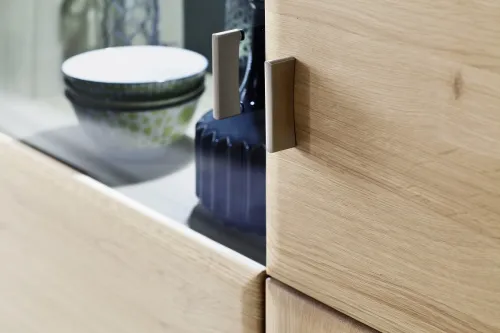 Wohnwand Anbauwand Tarragona | Eiche Bianco | 4-teilig | LED Beleuchtung