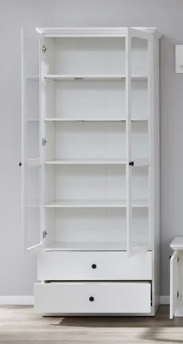 Wohnwand Baxter | weiß | Landhausstil | 3-teilig | LED Beleuchtung 3