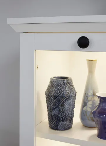 Wohnwand Baxter | weiß | Landhausstil | 4-teilig | LED Beleuchtung