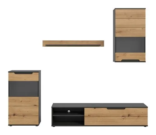 Wohnwand Cajak | Artisan / Basalt grau | 4-teilig