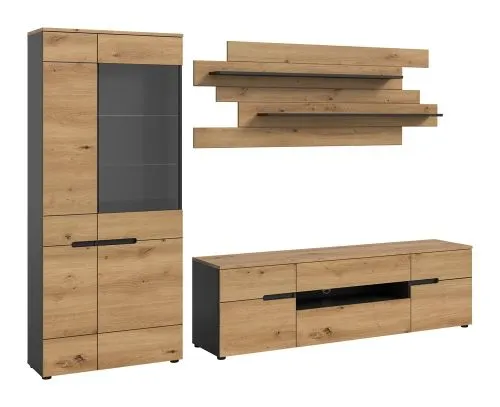 Wohnwand Canu 1 | 3-teilig | Artisan / Basalt Grau Komplettset