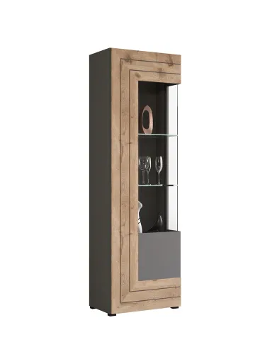 Wohnwand Freno | grau matt / Nox Oak | 4-teilig | LED Beleuchtung