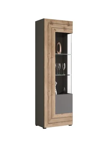 Wohnwand Freno | grau matt / Nox Oak | 4-teilig | LED Beleuchtung 7