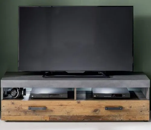Wohnwand Indy | Old Used Wood / Matera grau | 4-teilig | Shabby Look | LED Beleuchtung 2