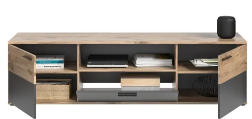 Wohnwand Mason 1 | Nox Oak / Basalt Grau | 4-teilig