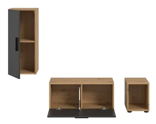 Wohnwand The One | 3-teilig | Artisan Oak / Basalt grau ohne