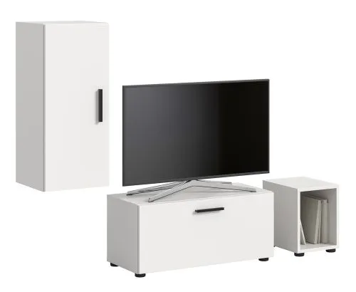 Wohnwand The One | 3-teilig | weiß mit 2er Set Unterbauspot warmweiß