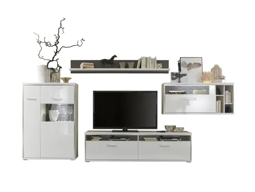 Wohnwand Trento 1 | weiß Hochglanz | 4-teilig