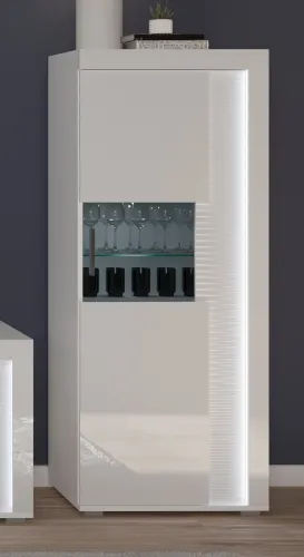 Wohnwand Wohnkombination 1 Skylight | weiß Hochglanz | 4-teilig | LED Beleuchtung