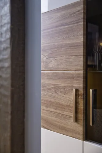 Wohnwand Wohnkombination 2 Luzern | weiß Hochglanz / Sterling Oak | 4-teilig