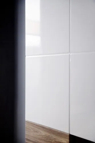 Wohnwand Wohnkombination 2 Luzern | weiß Hochglanz / Sterling Oak | 4-teilig | LED Beleuchtung