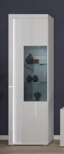 Wohnwand Wohnkombination 4 Skylight | weiß Hochglanz | 3-teilig | LED Beleuchtung