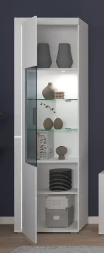 Wohnwand Wohnkombination 4 Skylight | weiß Hochglanz | 3-teilig | LED Beleuchtung