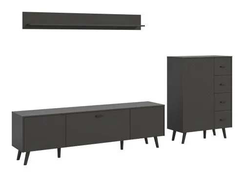 Wohnwand Wohnkombination Linea 2 | 3-teilig | grau