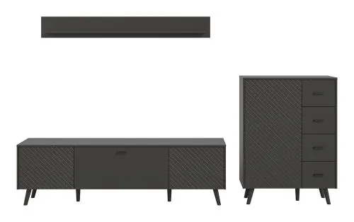 Wohnwand Wohnkombination Linea 2 | 3-teilig | grau