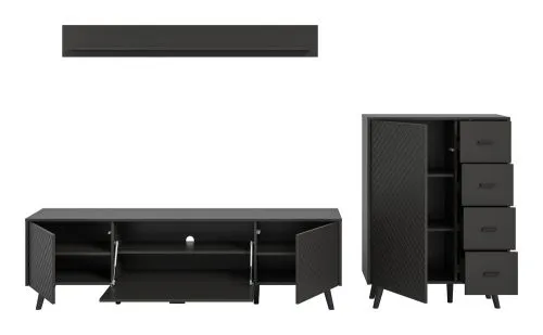 Wohnwand Wohnkombination Linea 2 | 3-teilig | grau