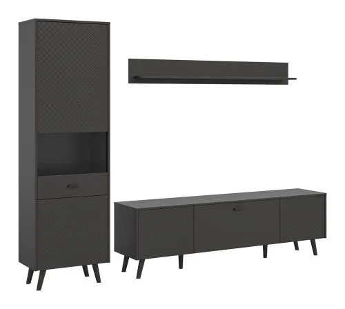 Wohnwand Wohnkombination Linea | 3-teilig | grau