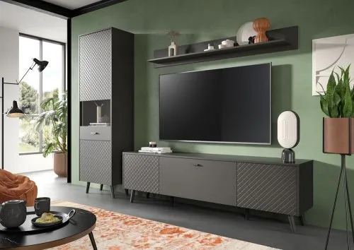 Wohnwand Wohnkombination Linea | 3-teilig | grau