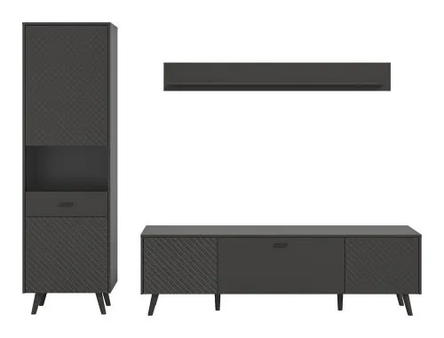 Wohnwand Wohnkombination Linea | 3-teilig | grau