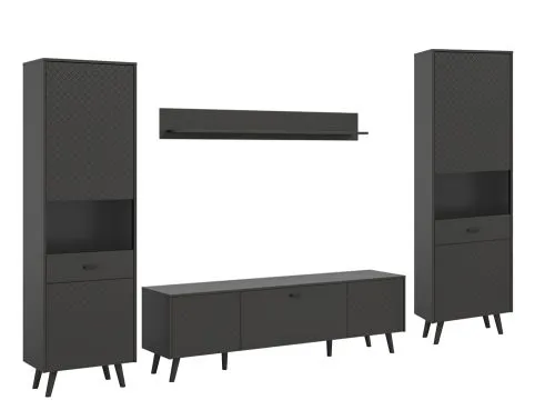 Wohnwand Wohnkombination Linea | 4-teilig | grau