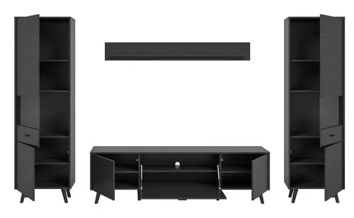 Wohnwand Wohnkombination Linea | 4-teilig | grau