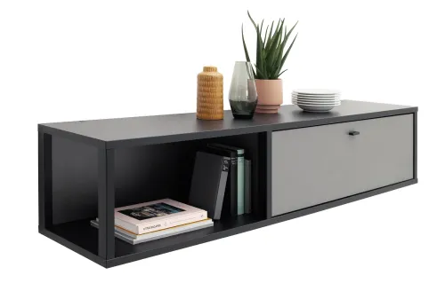 Wohnwand Wohnkombination Luxor | Royal Grey / anthrazit | 2-teilig