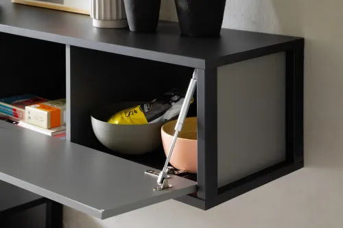 Wohnwand Wohnkombination Luxor | Royal Grey / anthrazit | 2-teilig | LED Beleuchtung