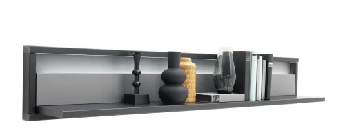 Wohnwand Wohnkombination Luxor | Royal grey / anthrazit | 3-teilig | LED Beleuchtung