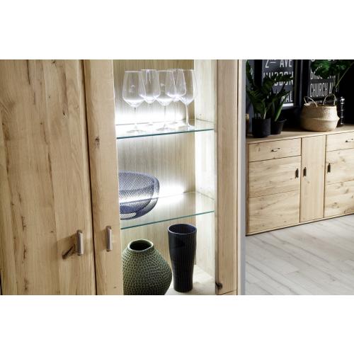 Wohnwand Wohnkombination Ravello 2 | Balkeneiche Bianco | 3-teilig | LED Beleuchtung