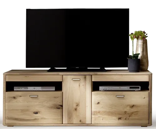 Wohnwand Wohnkombination Ravello | Balkeneiche Bianco | 4-teilig | LED Beleuchtung