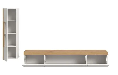 Wohnwand Wohnkombination Ruda | 2-teilig | weiß / Artisan Eiche