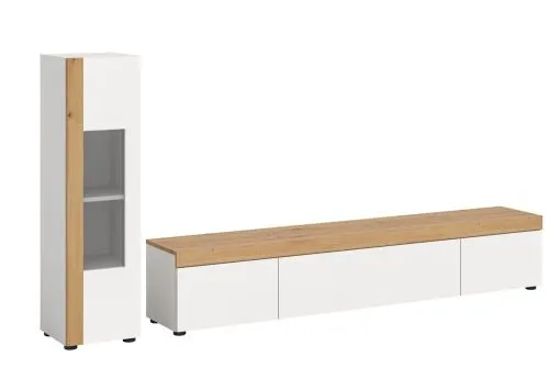 Wohnwand Wohnkombination Ruda | 2-teilig | weiß / Artisan Eiche