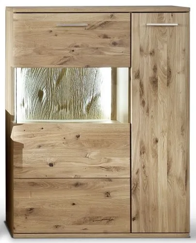 Wohnwand Wohnkombination Santori | Eiche Bianco | 4-teilig | LED 4