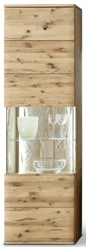 Wohnwand Wohnkombination Santori | Eiche Bianco | 4-teilig | LED Beleuchtung