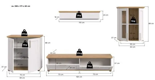 Wohnwand Wohnkombination Verona 3 | 4-teilig | Sibiu Lärche