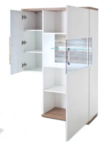 Zustellschrank Luzern | weiß Hochglanz / Sterling Oak | ohne Beleuchtung